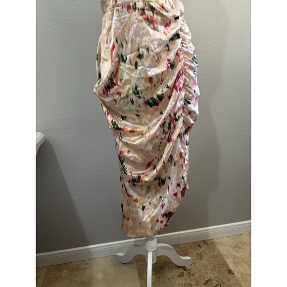 Cider Fliral Ruched Midi Dress Hi Low Size Medium - Picture 3 of 12